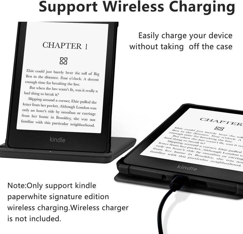 COO Case for 7" All-New Kindle Paperwhite 12th Gen 2024 & Kindle Colorsoft Signature Edition 2024, Slim Lightweight Shell TPU Leather Protective Cover with Auto Sleep/Wake - Black - Image 4